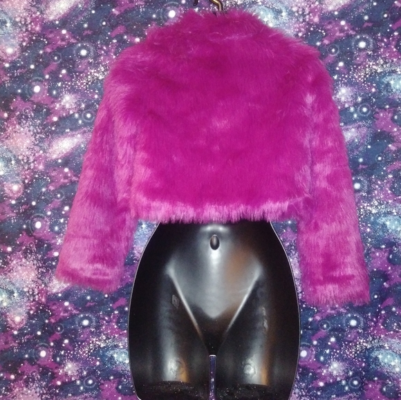 Xhilaration Pink Fuchsia Faux Fur Jacket - Picture 2 of 2